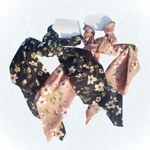 NWT (2) Floral Scarf Scrunchies